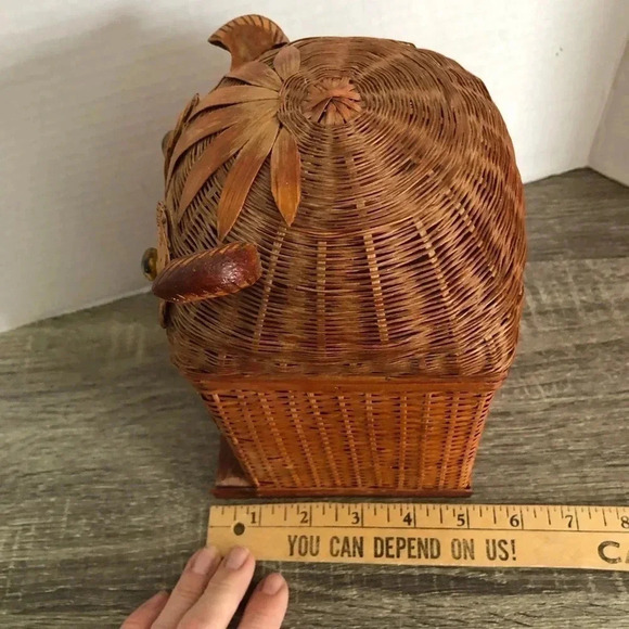 Vtg Handwoven Owl Box - Picture 9 of 11